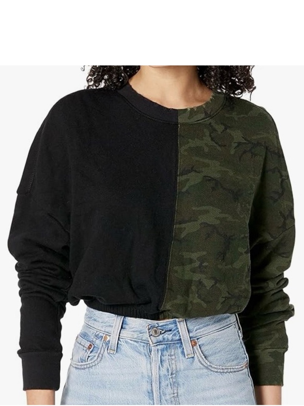 n:PHILANTHROPY Ronan Camo Cropped Sweatshirt Women’s Sz S Colorblock Distressed